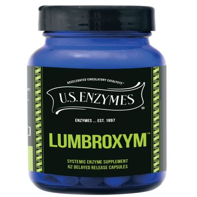 USAEnzymes U.S. Enzymes Lumbroxym Targeted Systemic Enzyme 62 Delayed Release Capsues. Helps Crculation and Blood Pressure. Supports Cardiovascular and Circulatory Health.