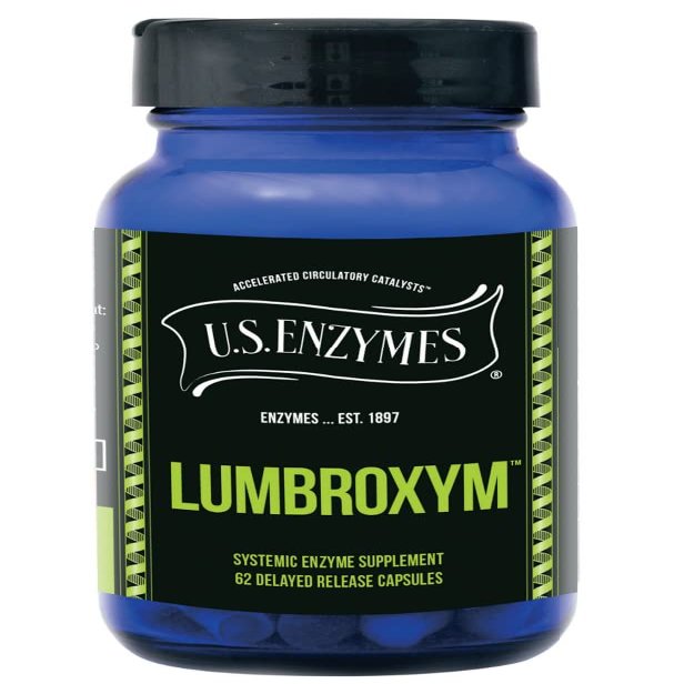 USAEnzymes U.S. Enzymes Lumbroxym Targeted Systemic Enzyme 62 Delayed Release Capsues. Helps Crculation and Blood Pressure. Supports Cardiovascular and Circulatory Health.