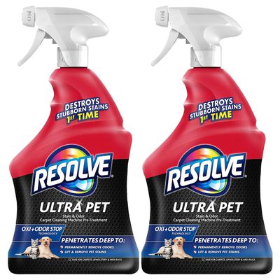 Resolve Ultra Pet Stain & Odor Remover Spray, Carpet Cleaning Machine Pre-Treatment, 32 Ounce (Pack of 2)