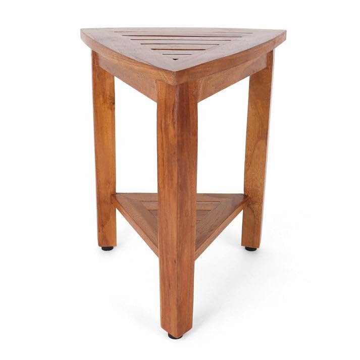 Rutledge & King Teak Shower Bench - Teak Shower Seat - Teak Wood Bathroom Stool - Corner Bench Alternative - Bathroom Chair - Bath Bench/Teak Bench (Harmony)