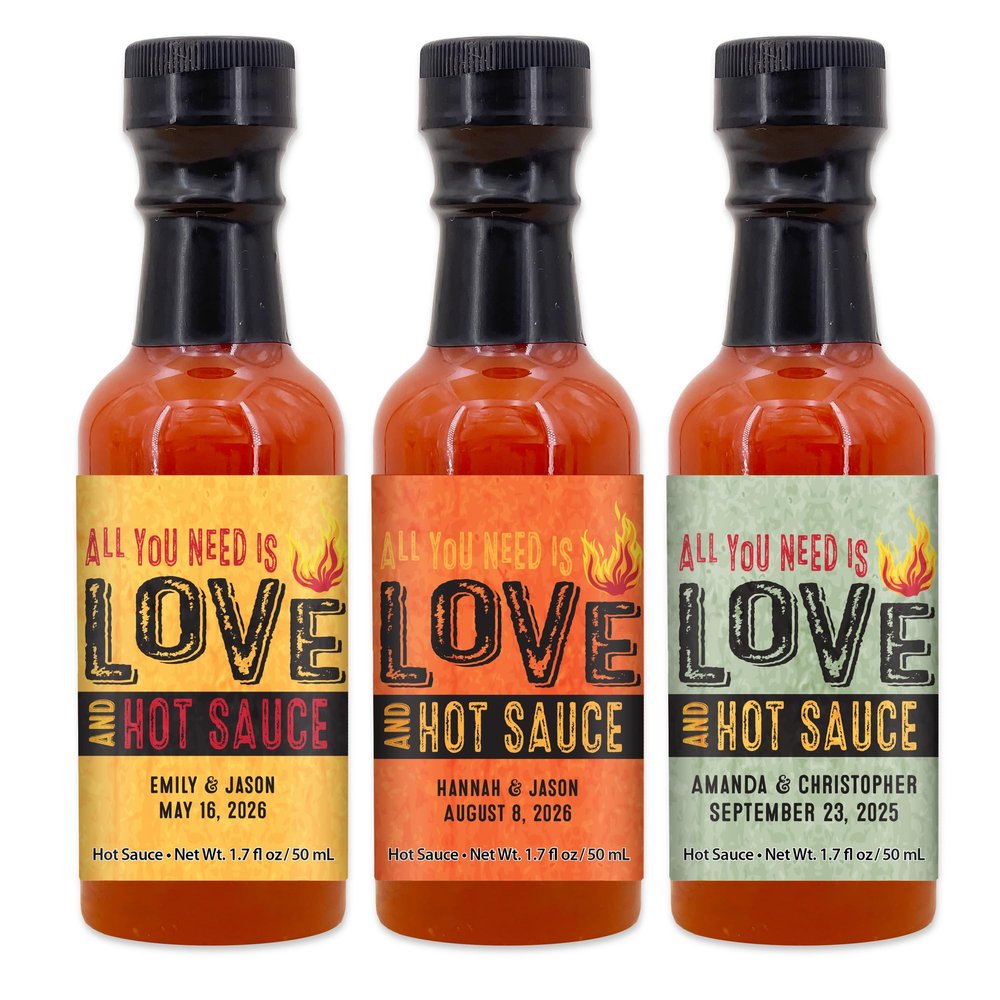 All You Need Hot Sauce Gifts, Mini Hot Sauce Bottles, Hot Sauce Wedding Favors, Custom Hot Sauce, Custom Hot Sauce Labels, Personalized Hot Sauce - 1.7oz (Set of 12)