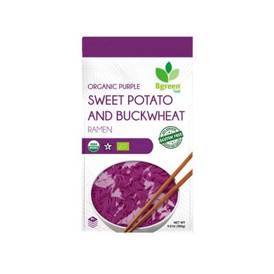 Big Green Organic Food- Organic Purple Yam & Buckwheat Ramen, Premium Ube, Gluten-Free, Vegan (I Pack)