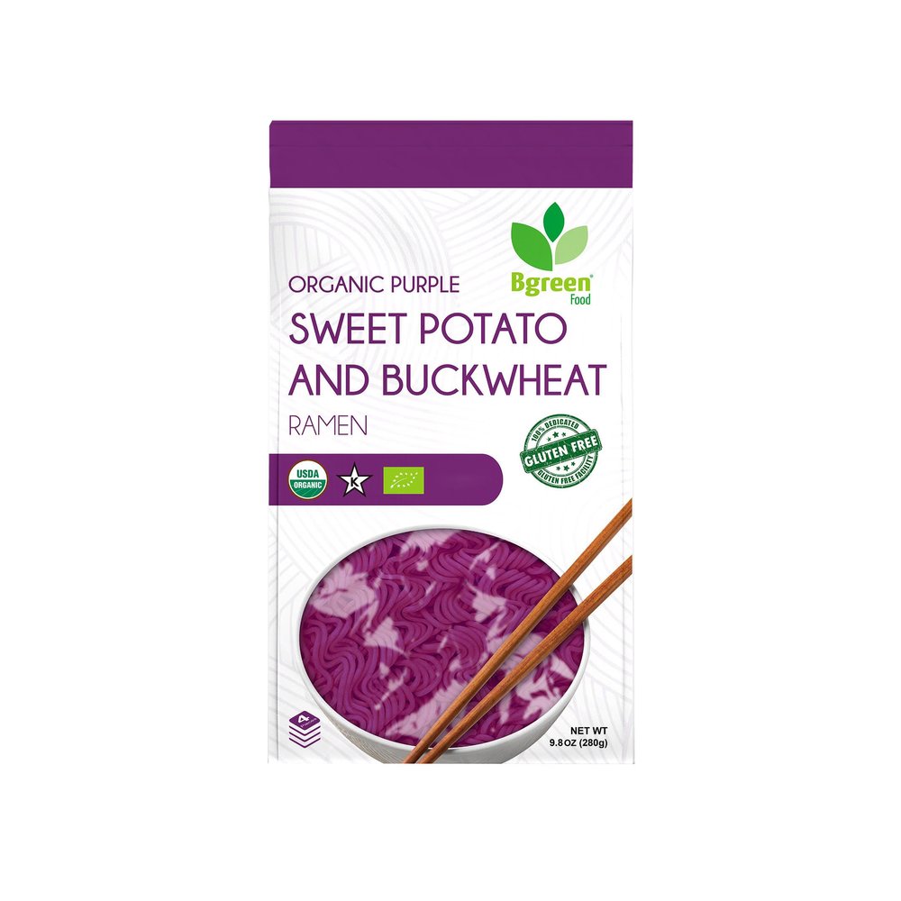 Big Green Organic Food- Organic Purple Yam & Buckwheat Ramen, Premium Ube, Gluten-Free, Vegan (I Pack)