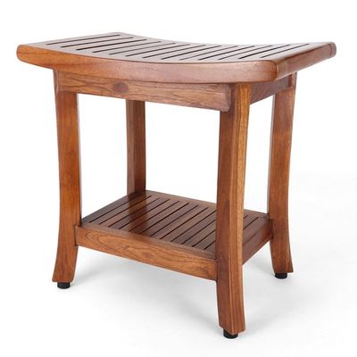 Rutledge & King Teak Shower Bench - Teak Shower Seat - Teak Wood Bathroom Stool - Corner Bench Alternative - Bathroom Chair - Bath Bench/Teak Bench (Luna)