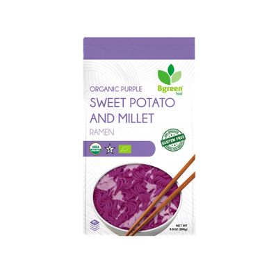 Big Green Organic Food- Organic Purple Yam & Millet Ramen, Premium Ube, Gluten-Free, Vegan (3 Pack)
