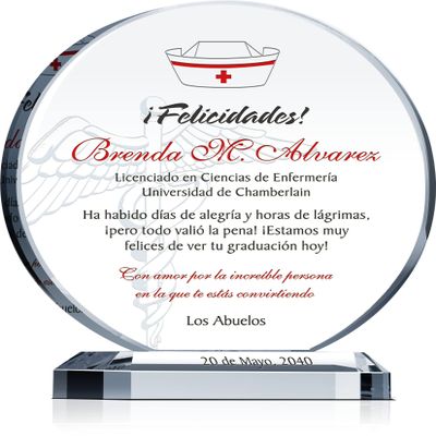 Regalo de graduacin unico de la escuela de enfermera para ella, personalizado con el nombre de la graduada, la escuela, el ttulo, la fecha de graduacin, para la hija, la nieta (M - 6.5")