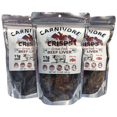 Carnivore Crisps Beef Liver  Nutrient-Dense Beef Liver Crisps | Meat + Salt Only | Zero Carb, High Protein Snack | 1.5 oz (Pack of 3)