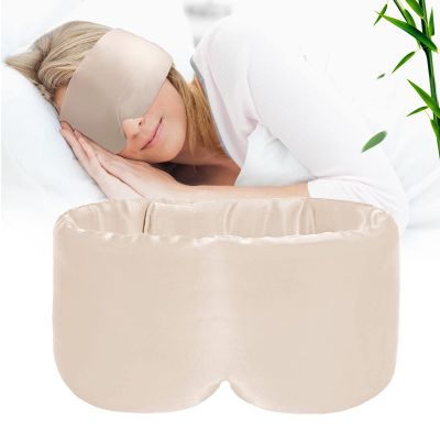 iCooBreeze 100% Handmade Bamboo Sleeping Eye Mask for Women for Men,Night Masks,Organic Sleep Mask,Blockout Eye Mask for Sleeping,Large Size Adjustable (1 PC, Apricot)