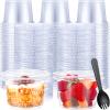 Suclain 100 Sets 8 oz Clear Dessert Cups with Lids and Sporks Disposable Plastic Parfait Yogurt Cups with Lids for Food Ice Cream Dessert Snack Fruit wedding birthday Party Serving(Flat Lid) view 1