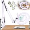 10X Magnifying Glass with Light and Stand, NUEYiO 2200 Lumens Stepless Dimming LED Magnifier Lamp, Adjustable Swing Long Arm Magnifying Light, Hands Free Craft Lamp for Projects Soldering Workbench view 1