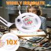 10X Magnifying Glass with Light and Stand, NUEYiO 2200 Lumens Stepless Dimming LED Magnifier Lamp, Adjustable Swing Long Arm Magnifying Light, Hands Free Craft Lamp for Projects Soldering Workbench view 4