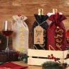 12 Pack Christmas Burlap Linen Wine Bags Wine Wrapping Bags with Drawstring Wine Bags for Wine Bottles Cover for Christmas Wedding Birthday Holiday Party Supplies(Multicolored with Gold Letter) view 2