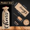 12 Pack Christmas Burlap Linen Wine Bags Wine Wrapping Bags with Drawstring Wine Bags for Wine Bottles Cover for Christmas Wedding Birthday Holiday Party Supplies(Linen Color with Black Letter) view 3