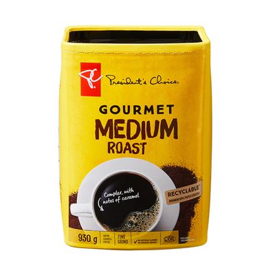 PC Gourmet Medium Roast Fine Grind Coffee, 930g/32.8oz (Imported from Canada)