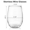 Tebery 20 Pack Unbreakable Plastic Wine Glasses Stemless, 16 Oz Clear Drinking Glasses Wine Cups, Disposable & Reusable for Champagne, Dessert, Food Samples, Catering, Weddings view 3