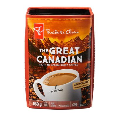PC The Great Canadian Light to Medium Roast Coffee 930g/33oz (Imported from Canada)
