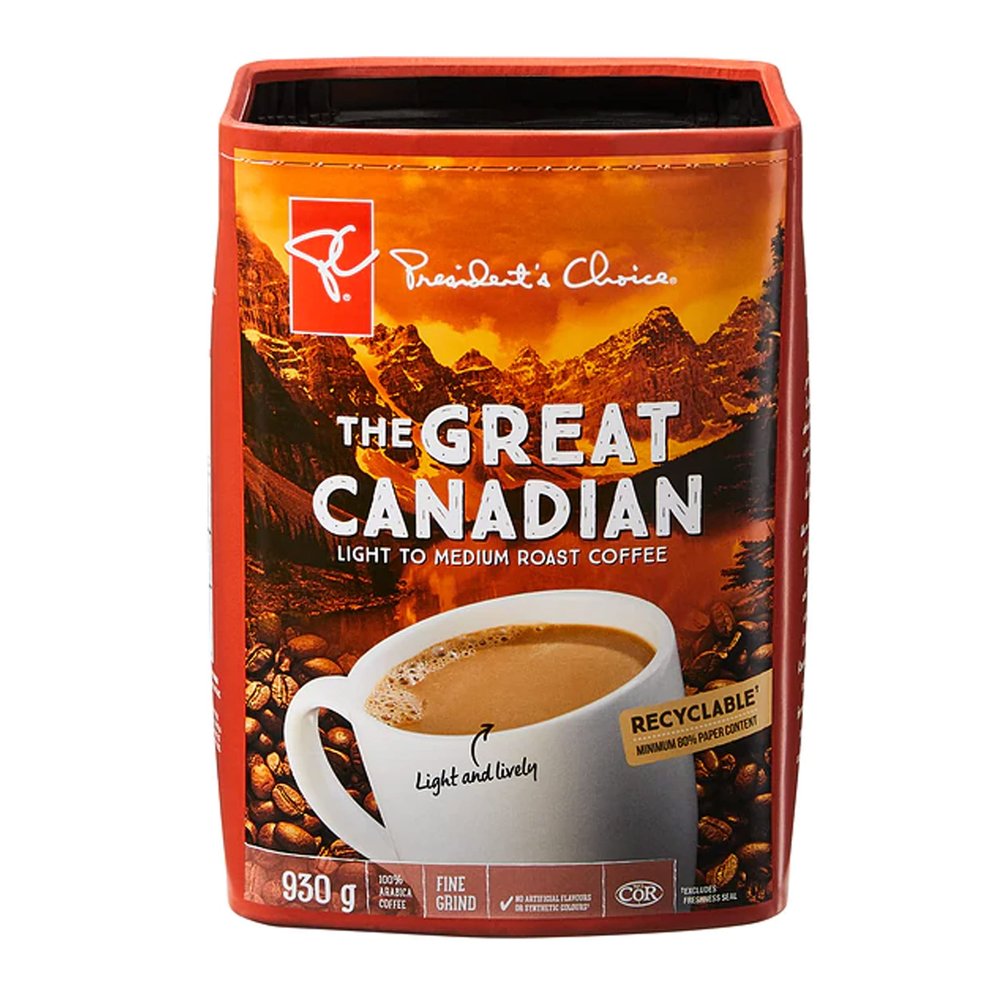 PC The Great Canadian Light to Medium Roast Coffee 930g/33oz (Imported from Canada)