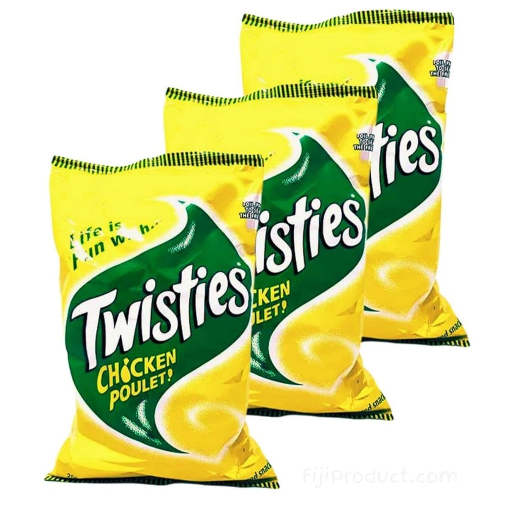 FIJI Twisties Snack (Pack Of 3 x 250g) Unique CHICKEN Poulet Flavor Snack, Family Size Puffs Snacks
