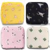 Adorable Pink Peri - Reusable Sanitary Napkin Pads Storage Bag Portable for Women Girls | Made of Nylon + Water Resistance | Zero Waste Period (4-Pack Ice Cream + Unicorn + Flower + Cactus)
