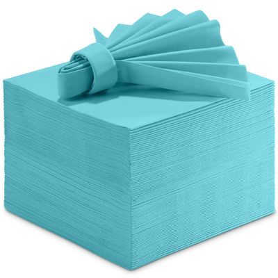 Linen-Feel Colored Paper Napkins - Decortive Cloth-Like MINT BLUE Luncheon Napkins - Soft And Absorbent. For Kitchen, Party, Wedding, Dinner Or Any Occasion. (Pack of 50)