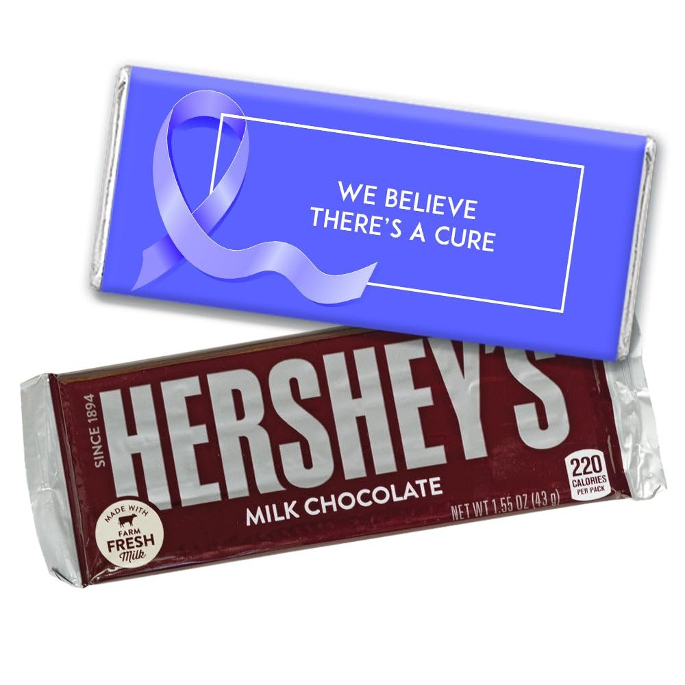25ct Blue Ribbon Stomach Cancer Awareness Promotional Items Personalized Wrappers for Candy Bars, Candy Not Included - DIY (25ct)