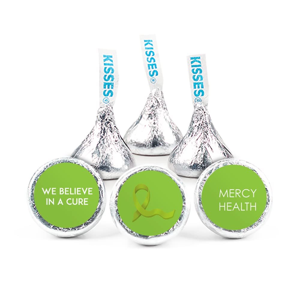 324ct Lime Green Ribbon Lymphoma Cancer Awareness Promotional Stickers Personalized 3/4" Stickers for Kisses or Lifesaver Mints, Candy Not Included, DIY (324ct)