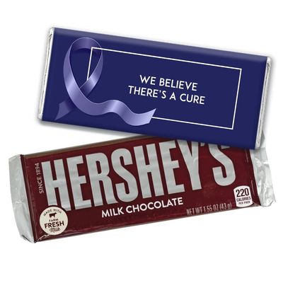 12ct Dark Blue Ribbon Colon Cancer Awareness Promotional Items Personalized Wrapped Chocolate Bars, Candy Included, Fundraiser Swag (12Pcs)