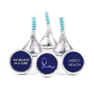 324ct Dark Blue Ribbon Colon Cancer Awareness Promotional Stickers Personalized 3/4" Stickers for Kisses or Lifesaver Mints, Candy Not Included, DIY (324ct)