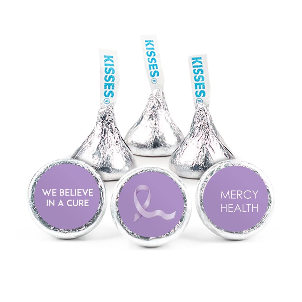 324ct Lavender Ribbon Cancer Awareness Promotional Stickers Personalized 3/4" Stickers for Kisses or Lifesaver Mints, Candy Not Included, DIY (324ct)