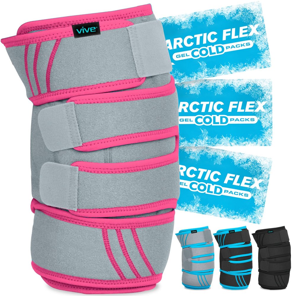 Vive Knee Ice Pack Wrap - Cold/Hot Gel Compression Brace - Heat Support Strap for Arthritis Pain, Tendonitis, ACL, Athletic Injury, Osteoarthritis, Women, Men, Running, Meniscus and Patella Surgery