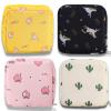 Reusable Sanitary Napkin Pads Storage Bag Portable for Women Girls | Made of Nylon + Water Resistance | Zero Waste Period (4-Pack) (Icecream + Peach + Unicorn + Cactus) view 1