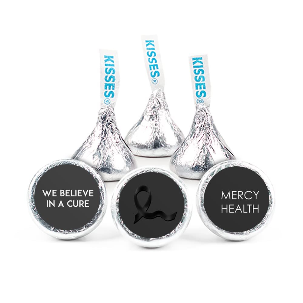 324ct Black Ribbon Melanoma Cancer Awareness Promotional Stickers Personalized 3/4" Stickers for Kisses or Lifesaver Mints, Candy Not Included, DIY (324ct)