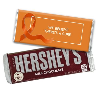 12ct Orange Ribbon Leukemia Cancer Awareness Promotional Items Personalized Wrapped Chocolate Bars, Candy Included, Fundraiser Swag (12Pcs)