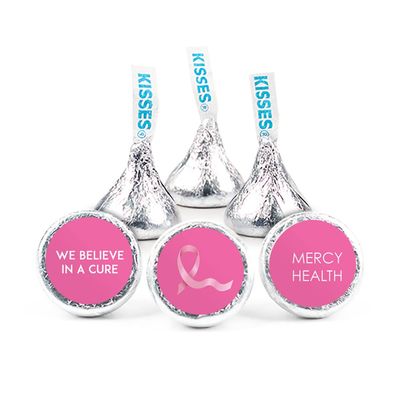 200ct Pink Ribbon Breast Cancer Awareness Promotional Items Personalized Kisses, Candy Included (200Pcs)