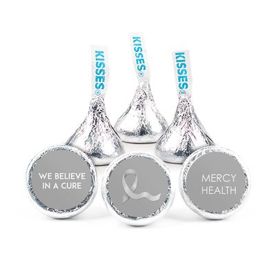 324ct Grey Ribbon Brain Cancer Awareness Promotional Stickers Personalized 3/4" Stickers for Kisses or Lifesaver Mints, Candy Not Included, DIY (324ct)
