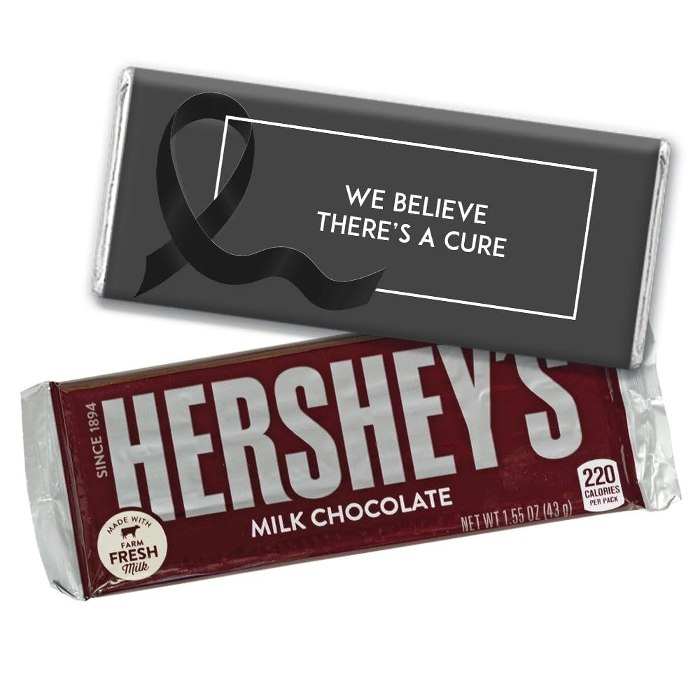 25ct Black Ribbon Melanoma Cancer Awareness Promotional Items Personalized Wrappers for Candy Bars, Candy Not Included - DIY (25ct)