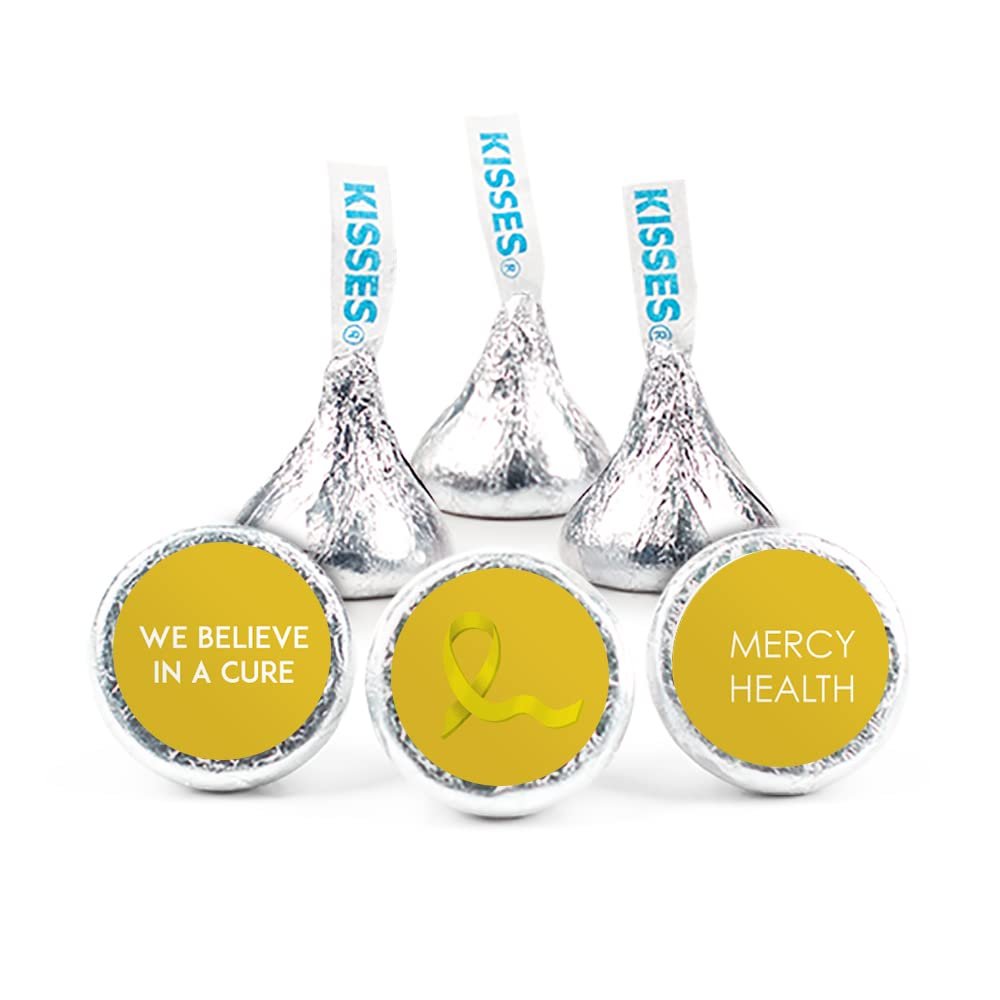 324ct Yellow Ribbon Bladder Cancer Awareness Promotional Stickers Personalized 3/4" Stickers for Kisses or Lifesaver Mints, Candy Not Included, DIY (324ct)