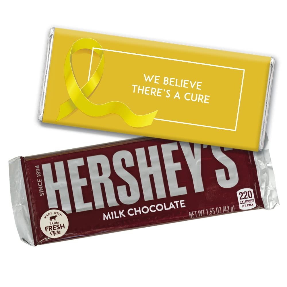 12ct Yellow Ribbon Bladder Cancer Awareness Promotional Items Personalized Wrapped Chocolate Bars, Candy Included, Fundraiser Swag (12Pcs)