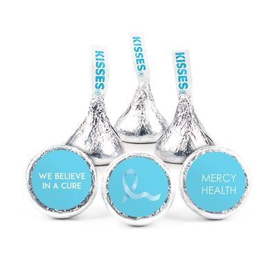 200ct Blue Ribbon Prostate Cancer Awareness Promotional Items Personalized Kisses, Candy Included (200Pcs)