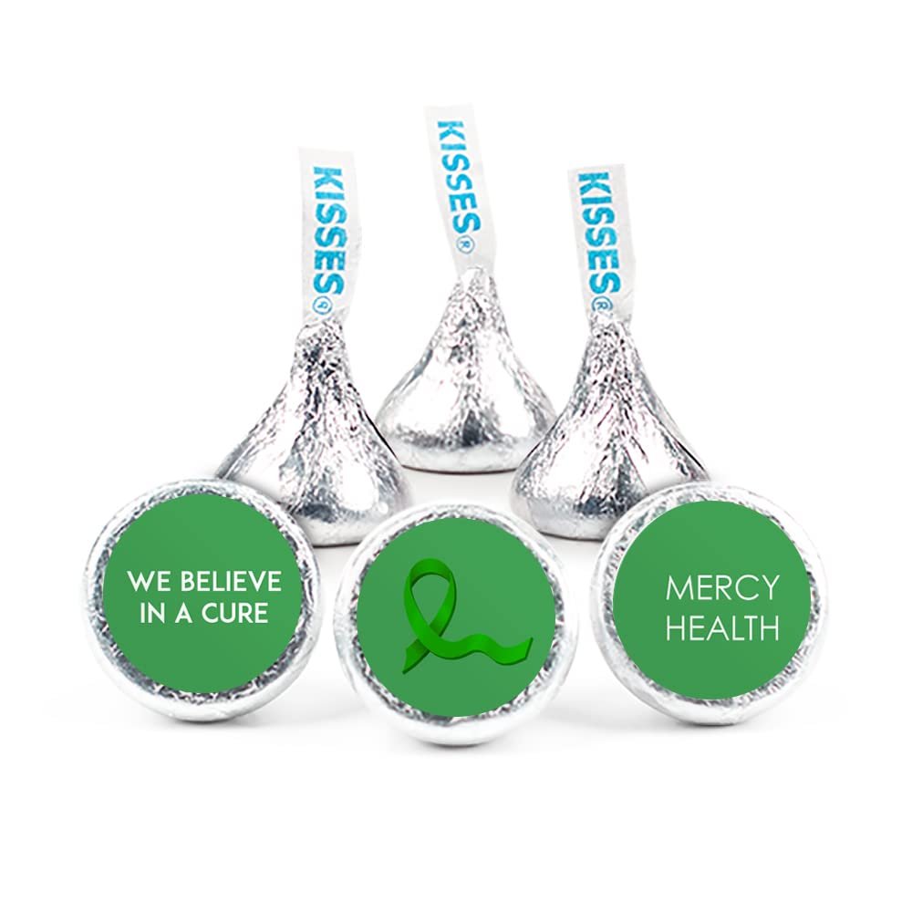 324ct Kelly Green Ribbon Kidney Cancer Awareness Promotional Stickers Personalized 3/4" Stickers for Kisses or Lifesaver Mints, Candy Not Included, DIY (324ct)