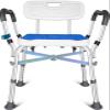 KingPavonini Shower Chair for Inside Shower, 550LBs Heavy Duty Bath Chair with Arms, Medical Shower Seat, Bath Stool Safety Shower Bench with Reinforced Crossing Bar for Elderly, Adults, Disabled view 1