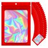 100 Pieces Resealable Mylar Bags, Small Holographic Packaging Bags, Smell Proof Mylar Bags for Food Storage/Jewelry/Eyelash for Small Business (Red, 3x4.7 Inch) view 1