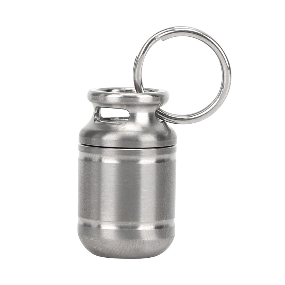 Portable Pill Box, Alloy Pill Bottle with 2 Pcs Silicone Ring Waterproof Mini Medicine Holder Warehouse(9x6cm)