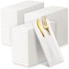 150 Pack Disposable Dinner Pocket Linen Napkins Bulk with Built-in Flatware Pocket Prefolded Napkins for Silverware Wedding Dinner Party Restaurant Events 15. 75 x 15. 75 Inches view 1