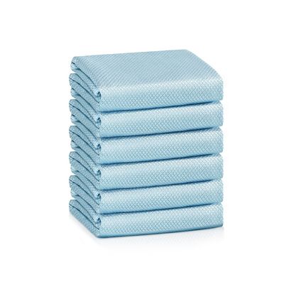 Streak Free Miracle Cleaning Cloths Easy Clean Nanoscale,Fish Scale Microfiber Window Mirror Glass Car Stainless Steel Cleaning,Lint Free Dish cloth Wine Glass Polishing Towel,Reusable,Pack 6,Blue