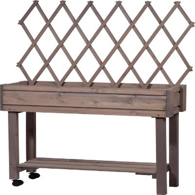dobar Rollable Raised Trellis, Table Bed for Patio and Balcony, 79 x 28.5 x 130 cm, Spruce, Grey, Wood Plastic, Gray, Mittelgro