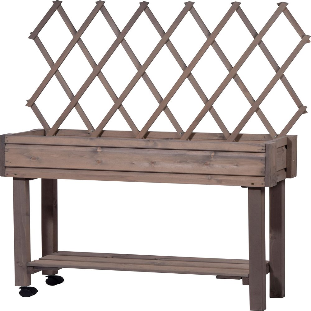 dobar Rollable Raised Trellis, Table Bed for Patio and Balcony, 79 x 28.5 x 130 cm, Spruce, Grey, Wood Plastic, Gray, Mittelgro