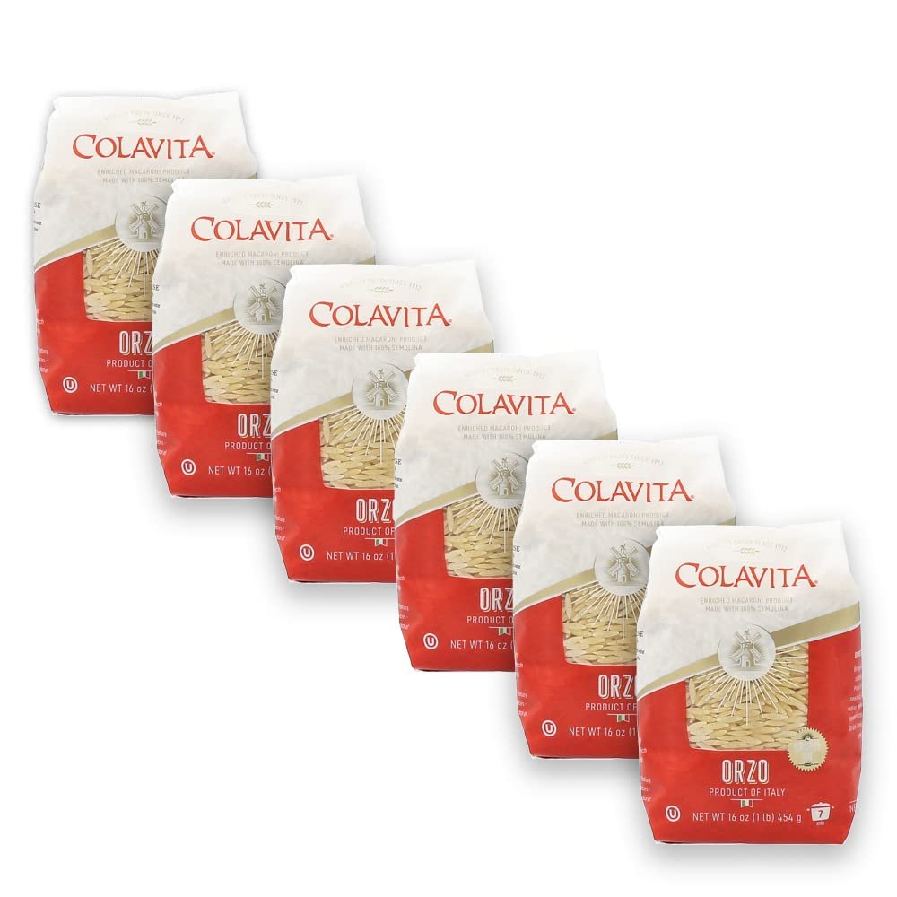 Colavita Orzo: Classic Mediterranean Pasta Shaped Like Grains of Rice - Versatility at Its Best - 1Lb (Pack of 6)