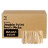 Comfy Package [Case of 100,000] Bamboo Wooden Toothpicks - Wood Round Double - Points Teeth Tooth Picks view 1