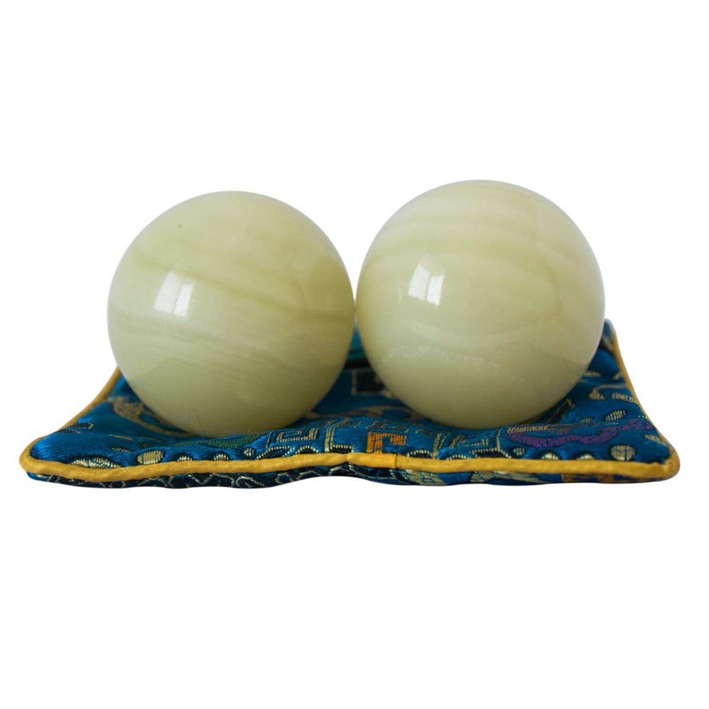 Addune Afghanistan Jade Chinese Baoding Balls Exercise Stress Hand Balls Natural Chinese Health Medicine Marble Balls Light Green